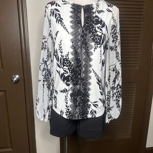 WHBM | MJ Lace Front Floral Blouse